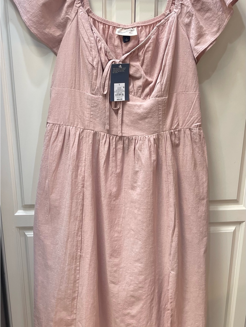 Universal Thread Blush Pink Puff Sleeve Midi Dress NWT Size L